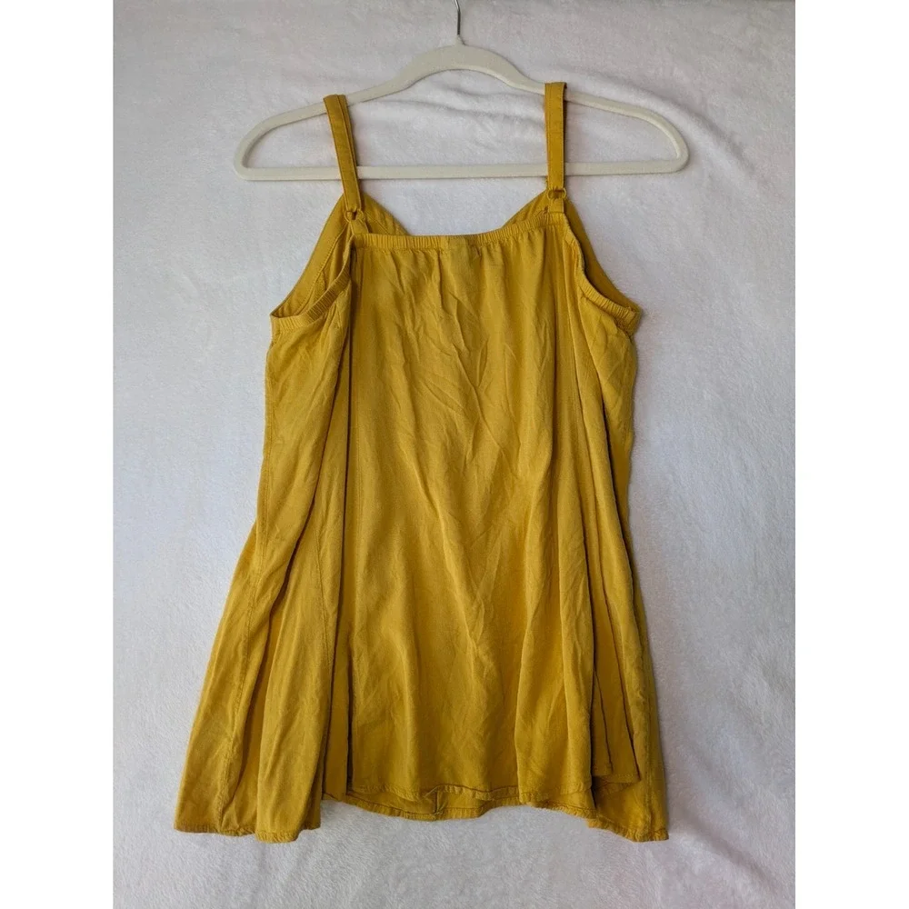 Torrid Cami Tank Top Womens 0 Mustard Yellow Button Front Babydoll Flared Straps